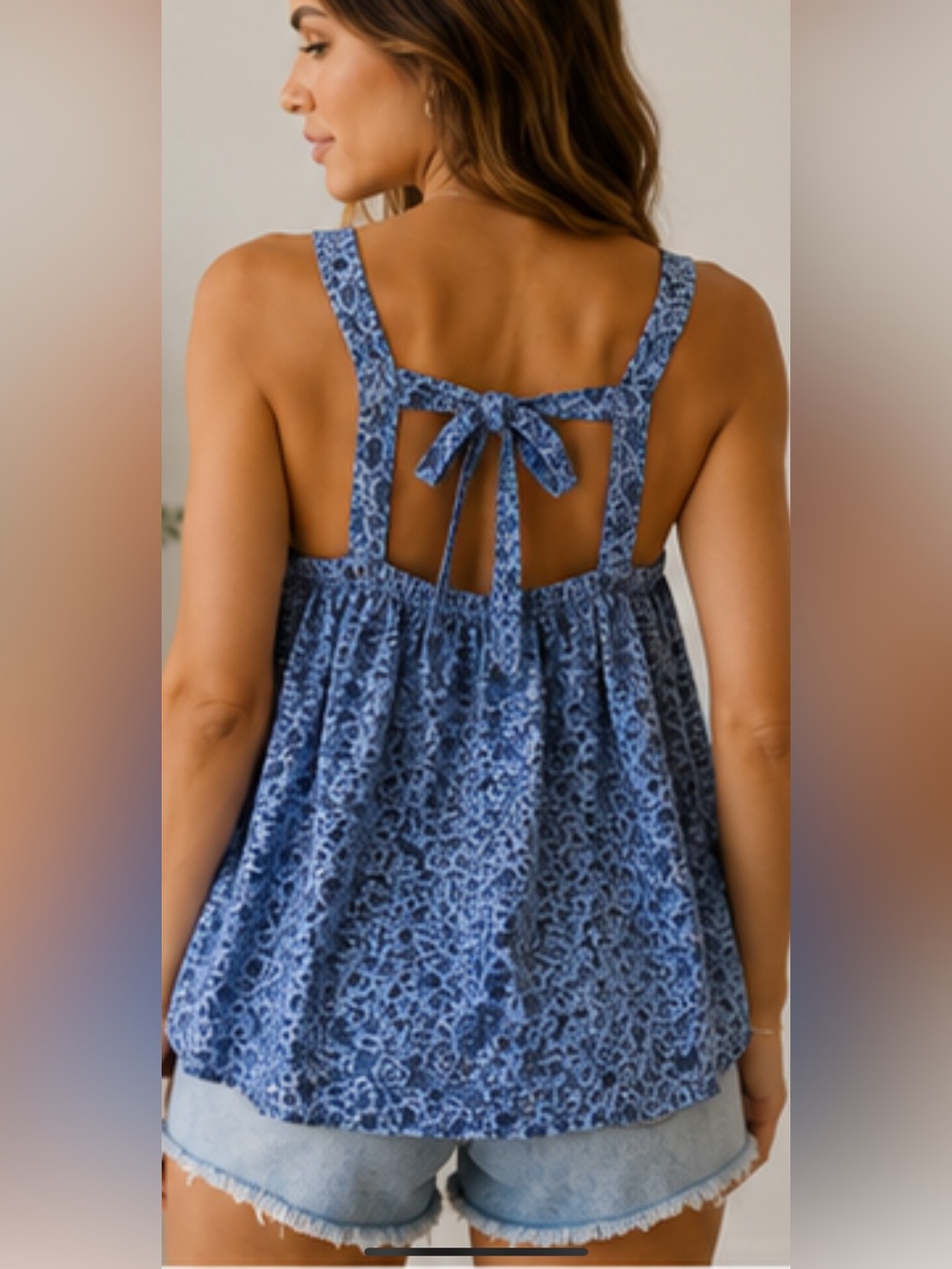 Old Navy Blue Floral Baby Doll Top